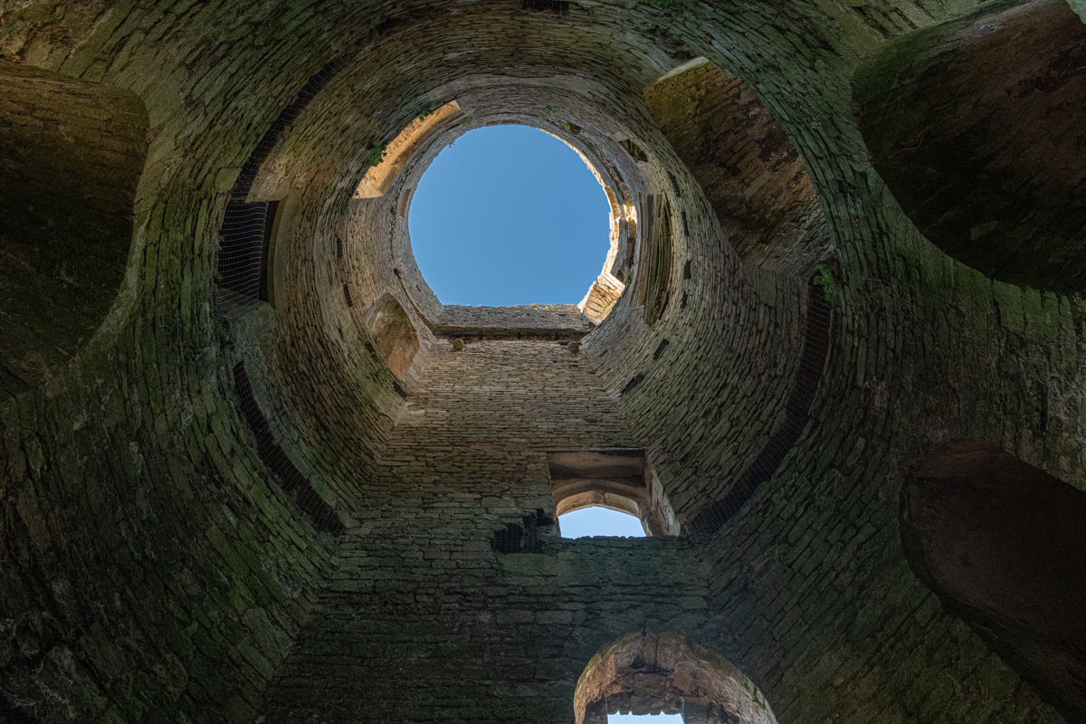 Looking up inside a tower