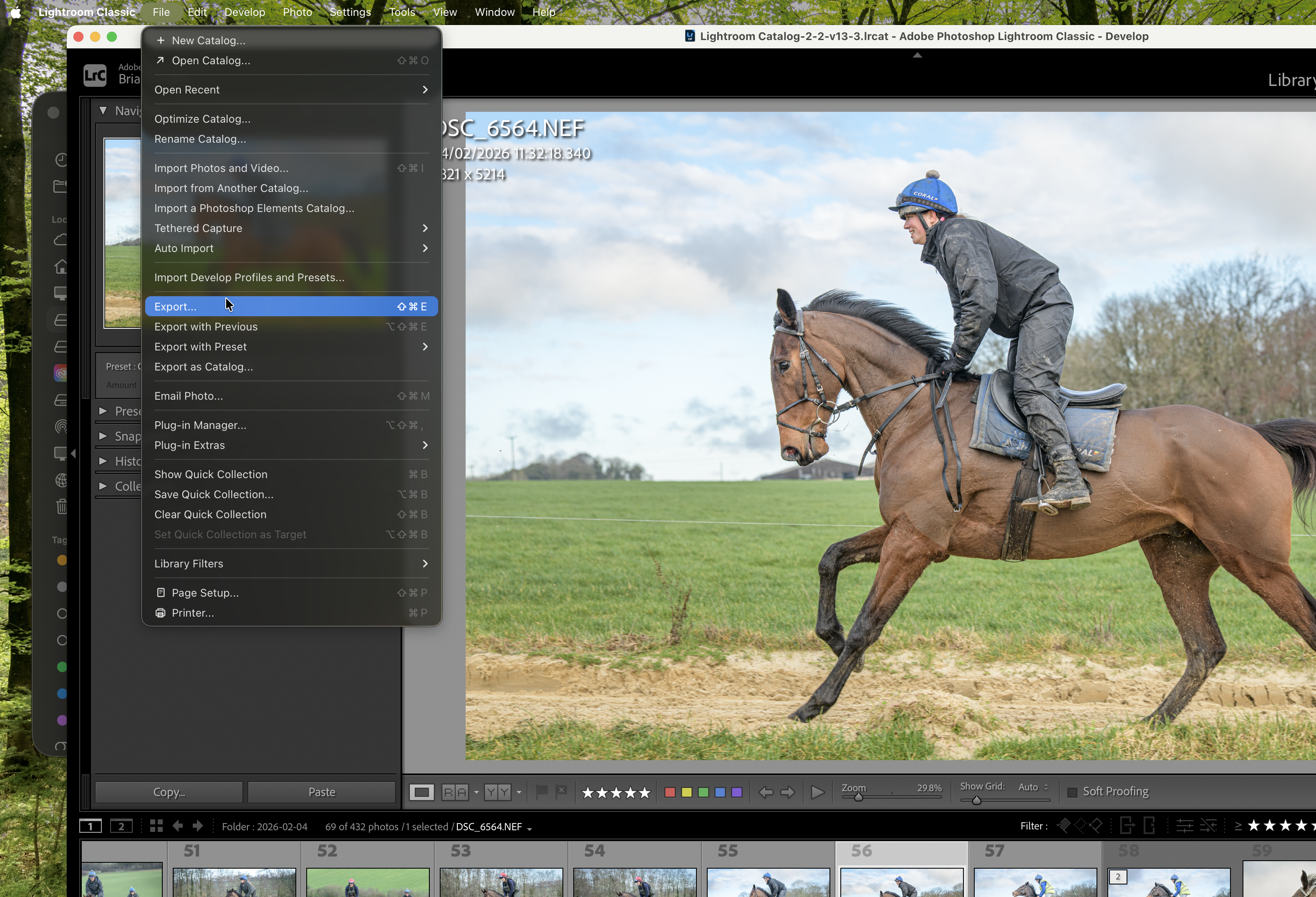 Image of Lightroom menu selection