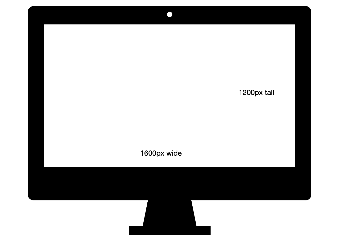 Image of screen showing required pixel sizes